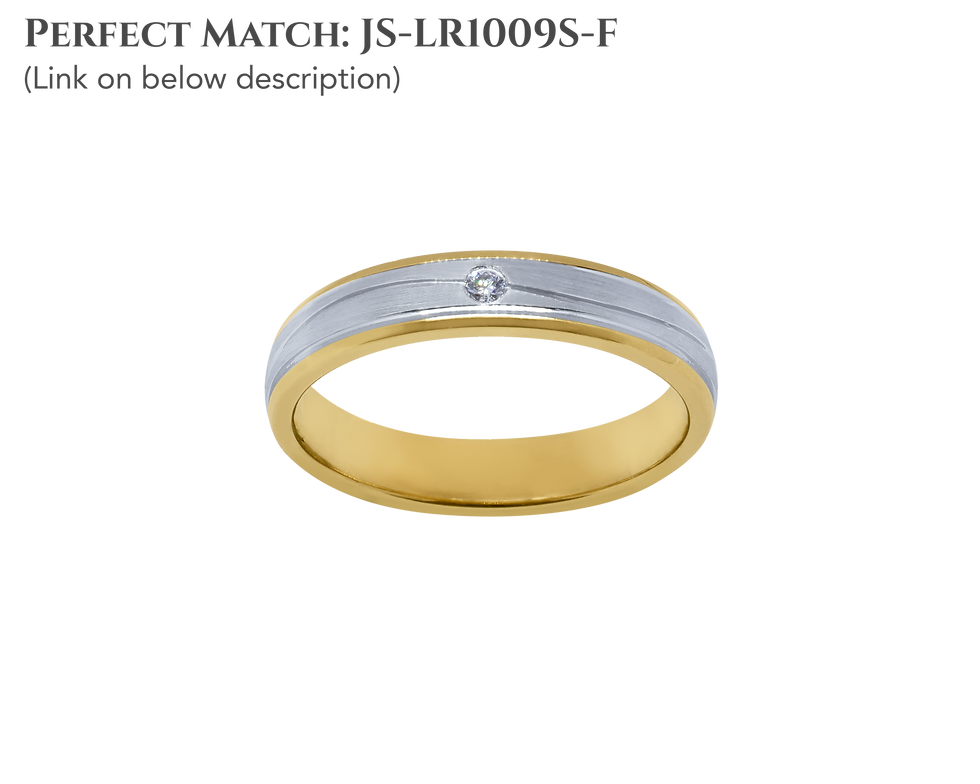 Thumbnail: Two-Tone Gold Line Matte Band - Men
