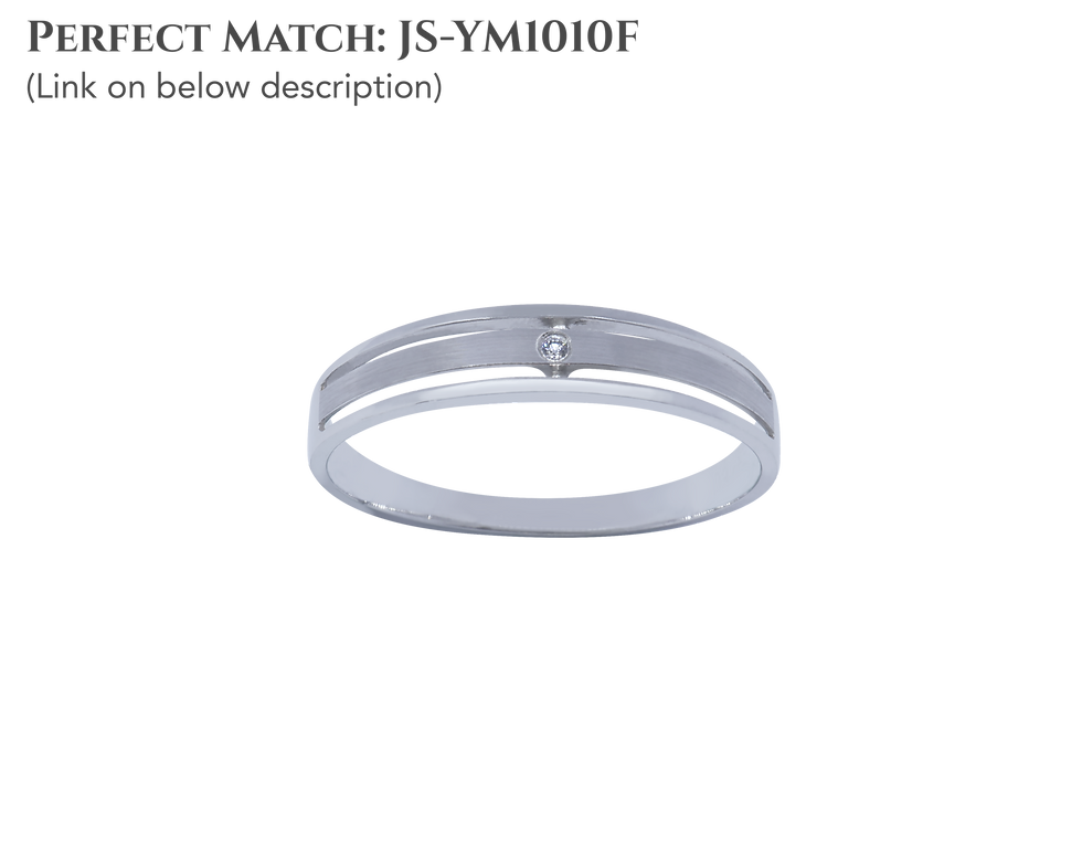 Thumbnail: Line Matte and Polish Gold Band with Diamond Accent - Men