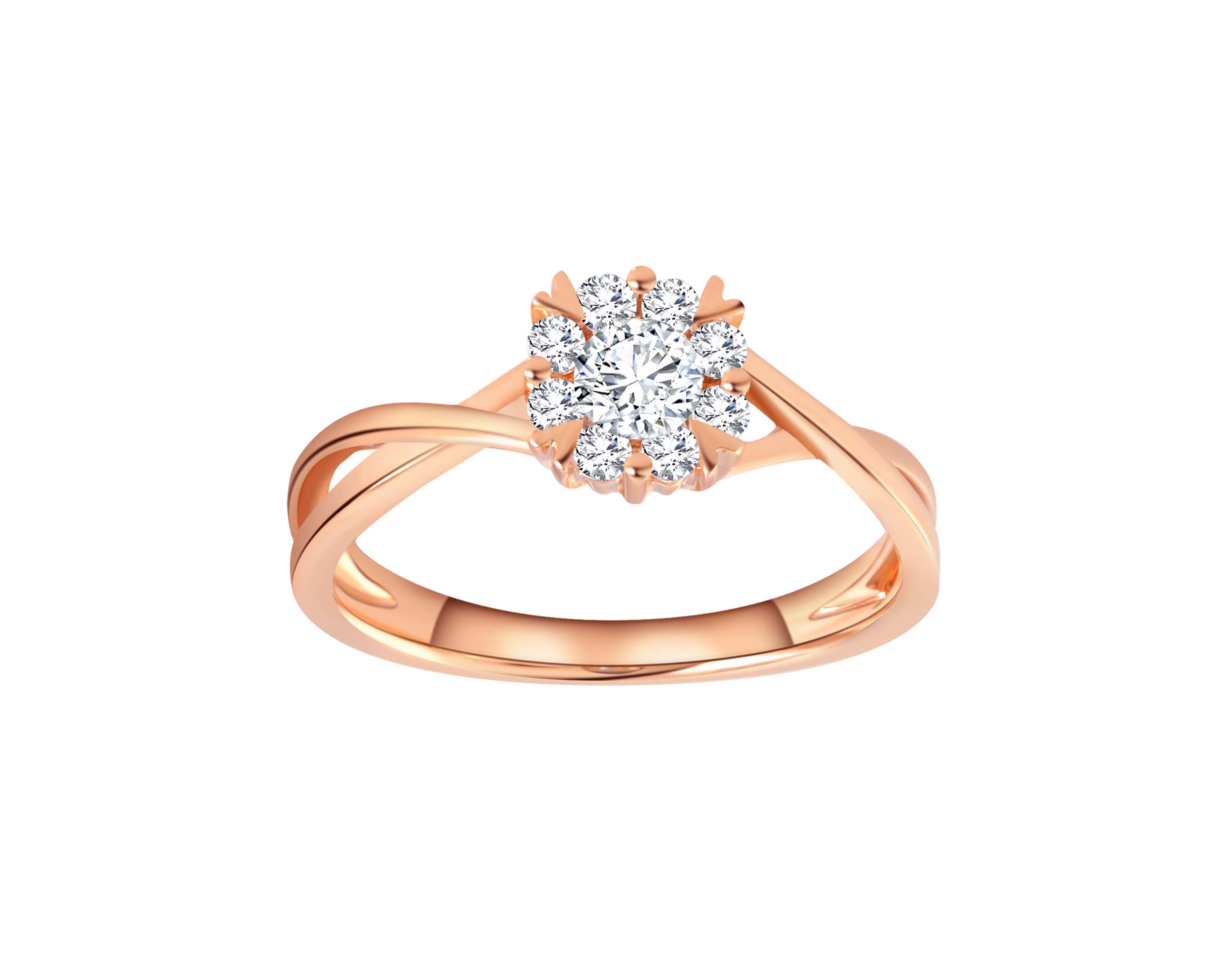 .14 CT Diamond Bypass Engagement Ring with Diamond Accent .15 CT TW