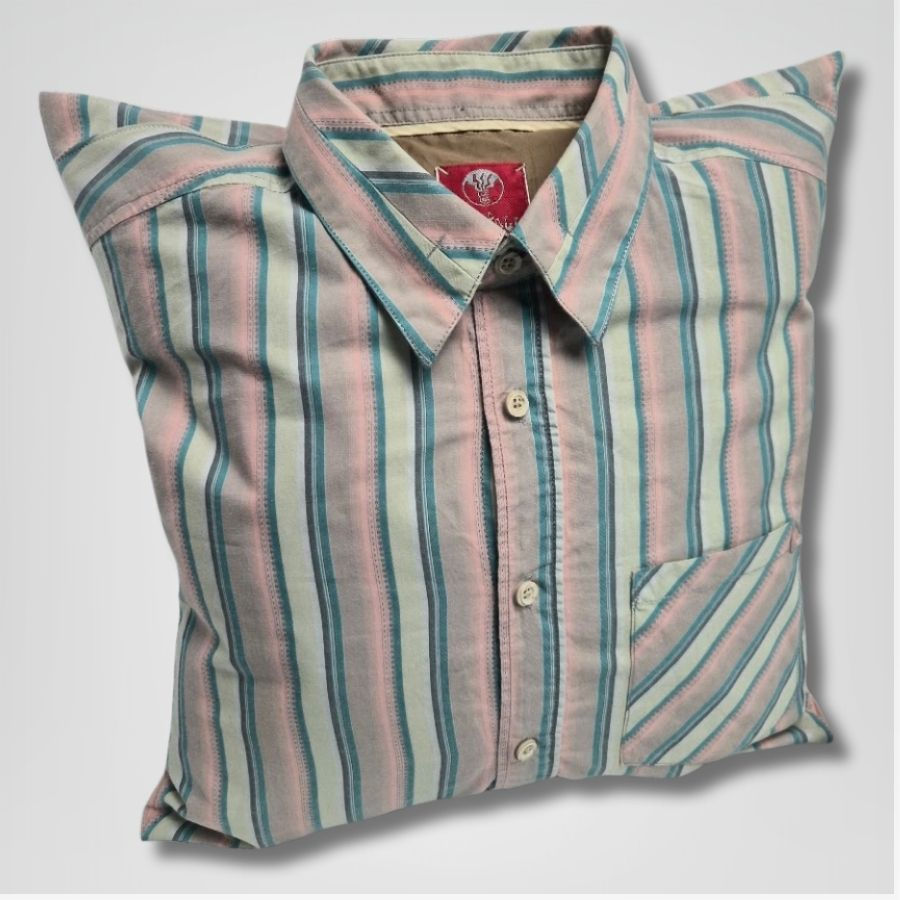 Striped memory cushion made from a loved ones shirt