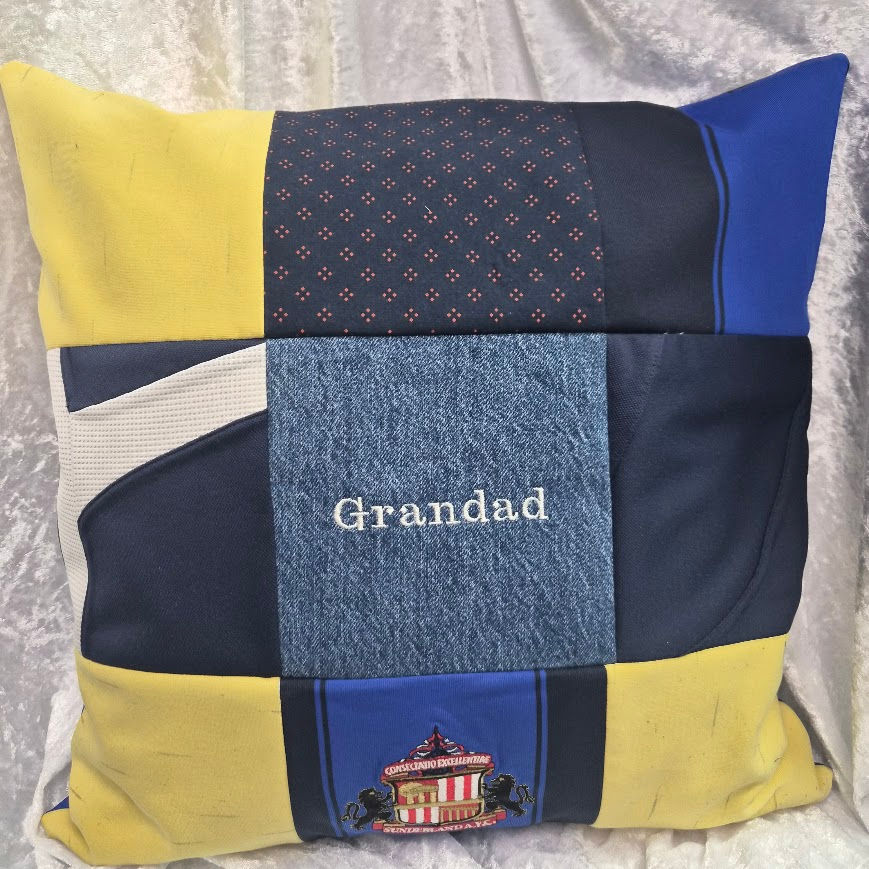 Memory Patch work cushion made from a loved ones clothing