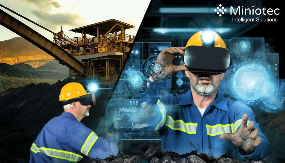 AR goggles supporting digital overlays and immersive VR simulations in mining aplications - Miniotec