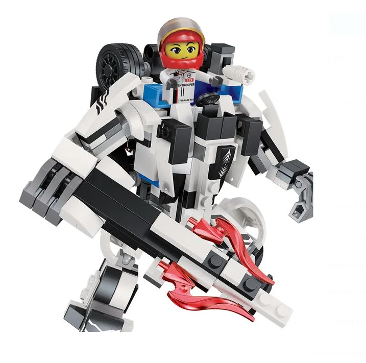 Lego-Caramizi de Constructie Masina de Curse Alba - Robot 2in1 cu 1 Figura