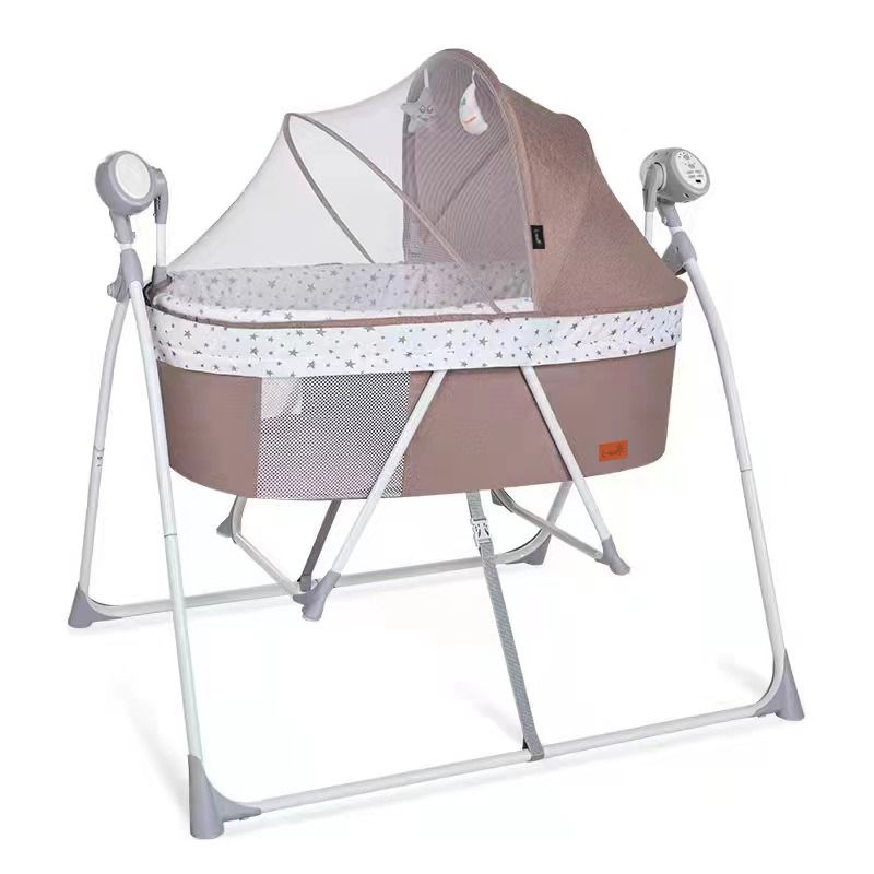 Patut Electric cu Functie de Leagan si Muzica, cu Telecomanda, A5, Crem