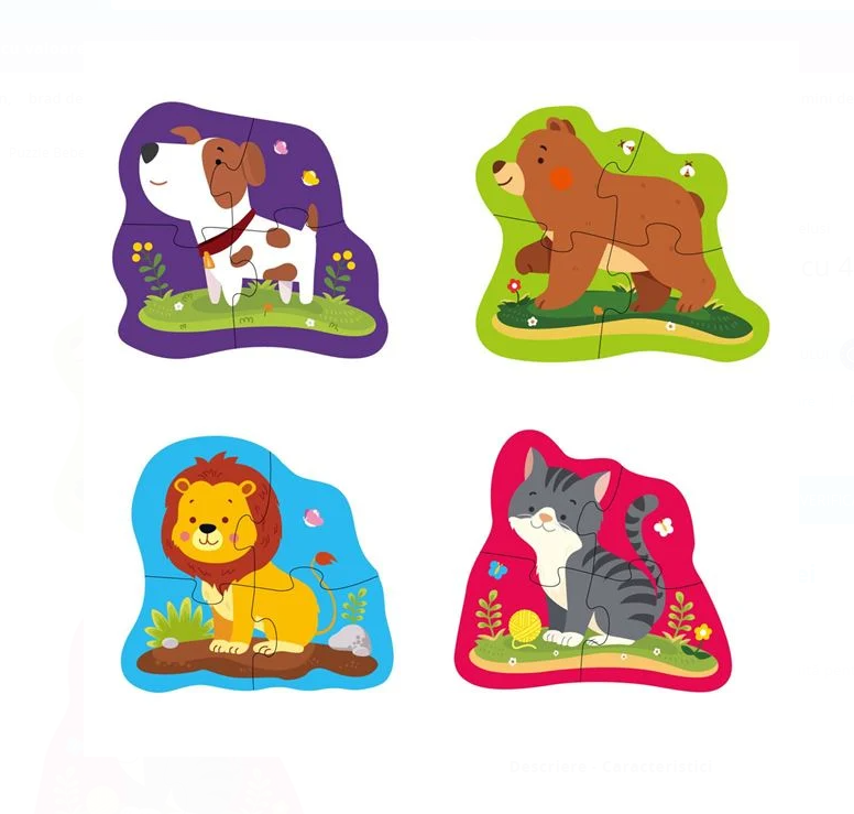 Puzzle Bebe cu 4 Animale (16 piese)