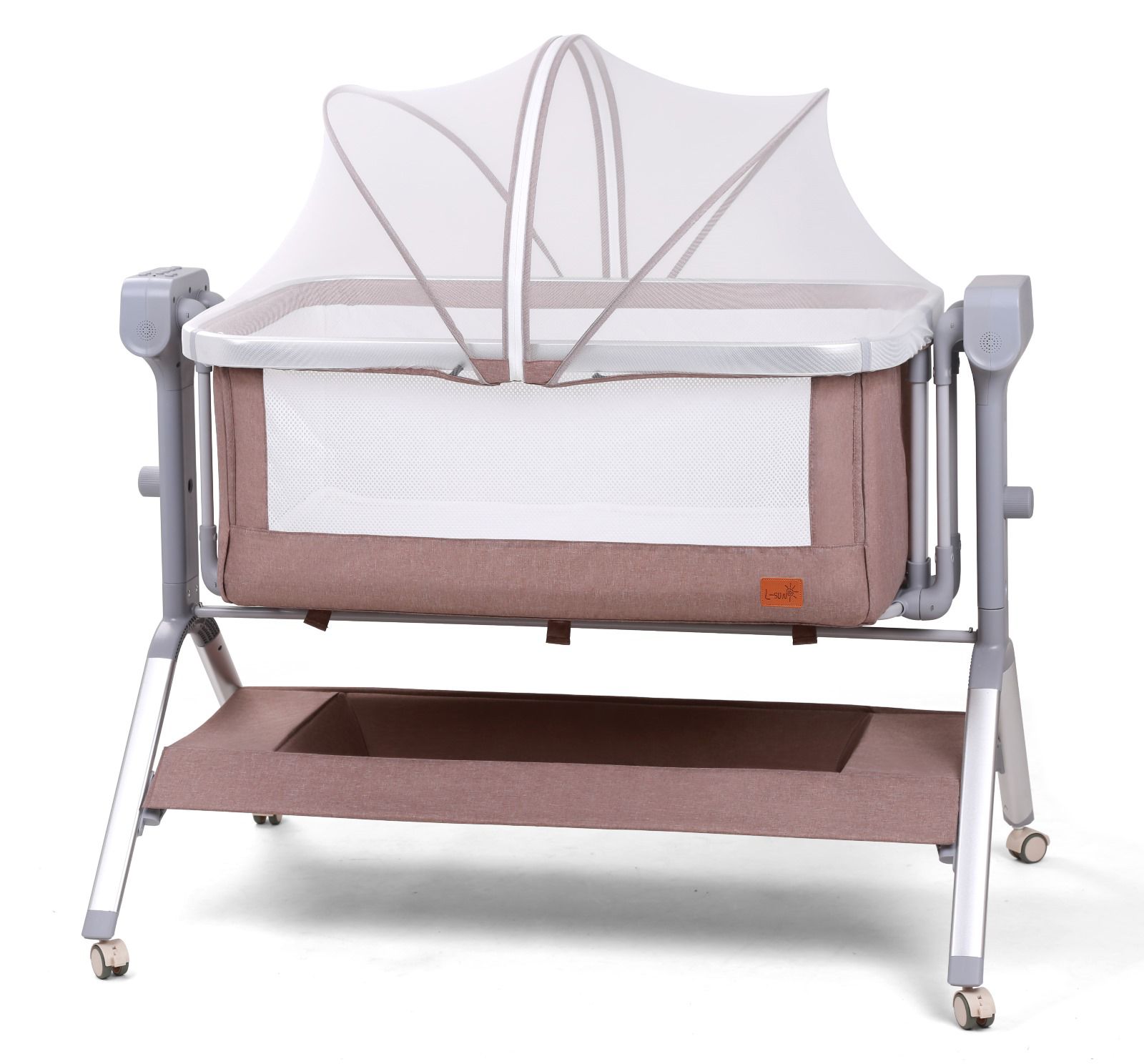 Patut copii, 3 in 1, transformabil in balansoar, Co-Sleeper, 5 trepte Bej