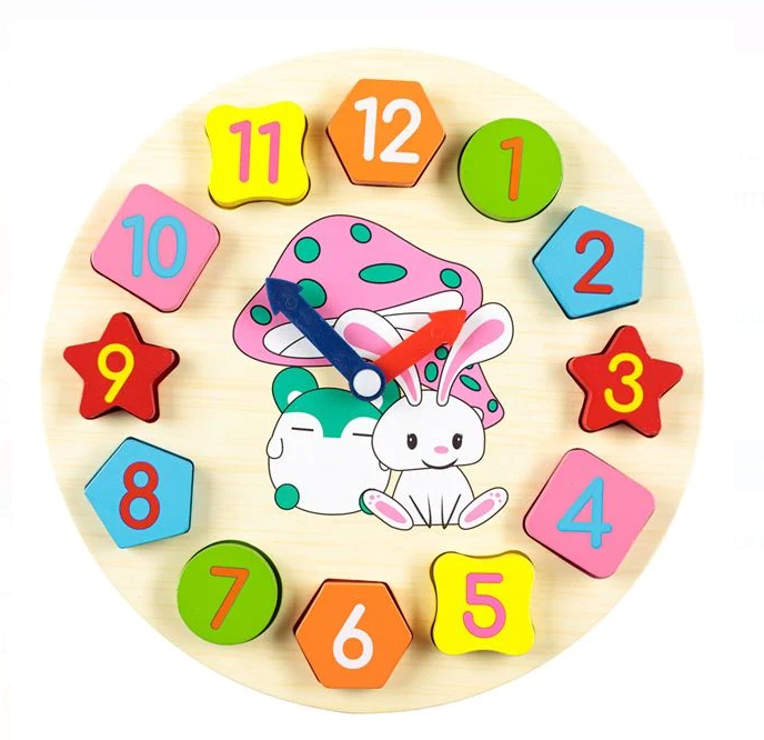 Puzzle din Lemn Ceas Animale (12 piese) - 25cm