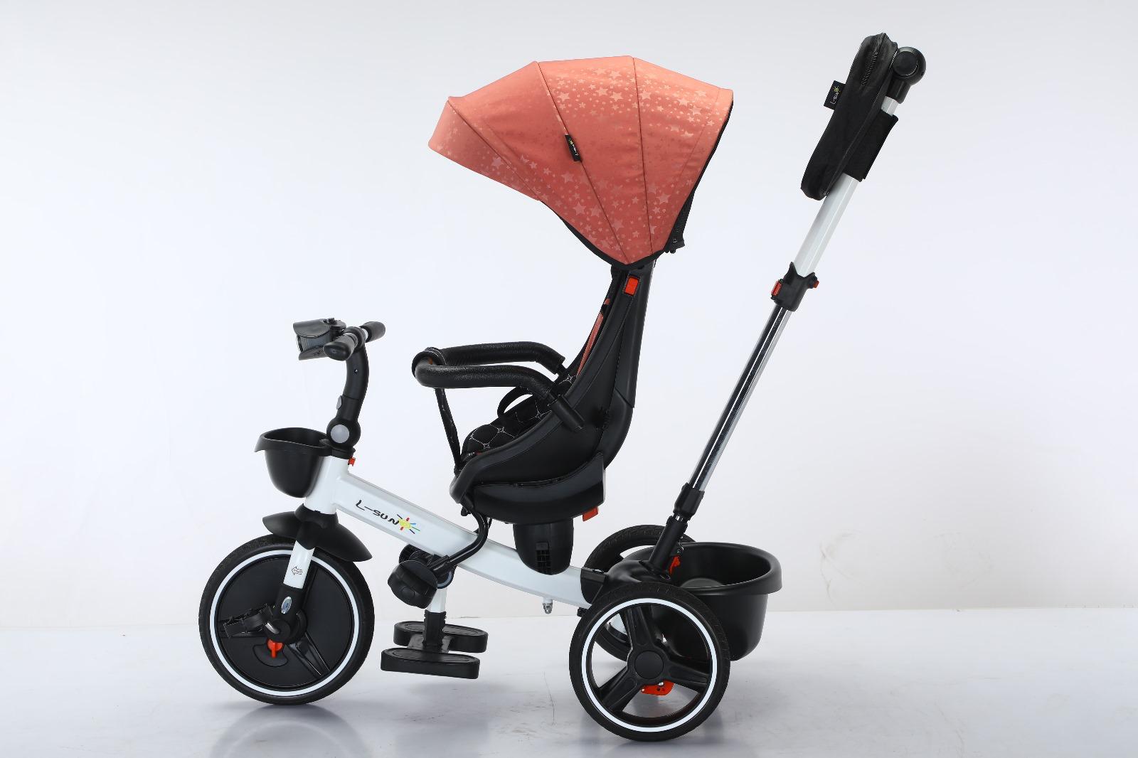 Tricicleta evolutiva SL01 , cu pozitie de somn si scaun rotativ, Roz Somon