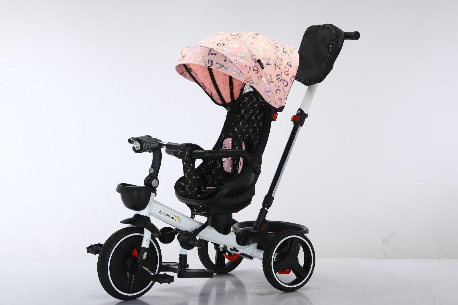 Tricicleta evolutiva SL01 , cu pozitie de somn si scaun rotativ, Roz