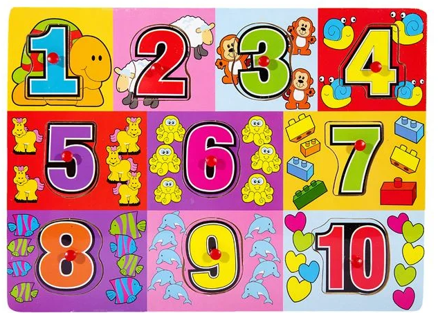 Puzzle din Lemn Cifre (10 piese) - 30x22cm