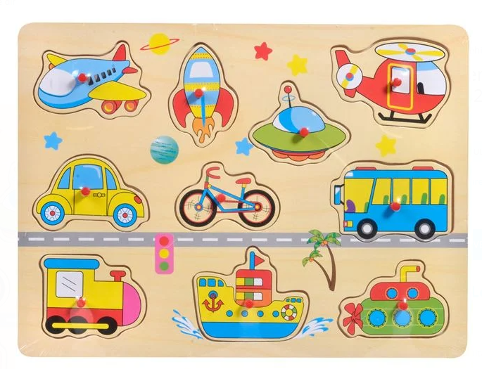 Puzzle din Lemn Vehicule de Transport (10 piese) - 30x22cm
