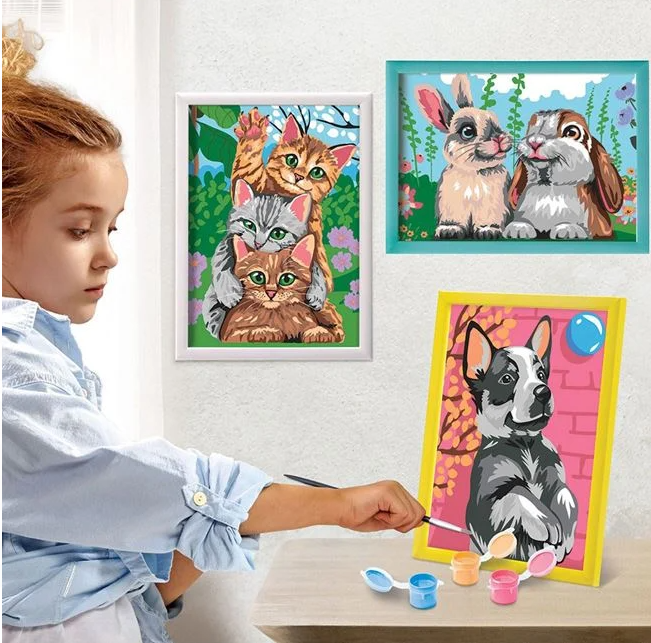 Kit Pictura & Rama Pictura cu Numere Funny Kitties
