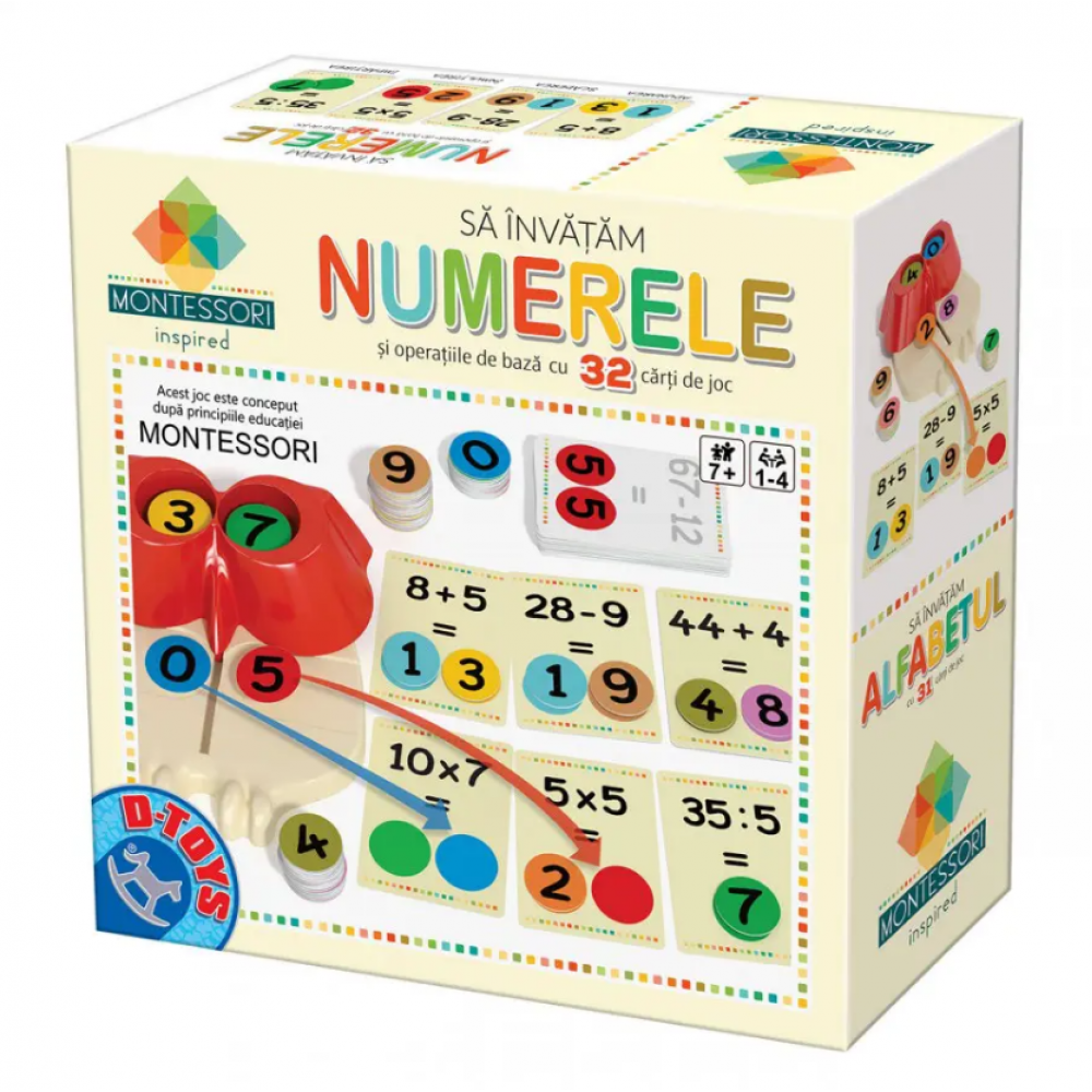 Joc educativ Montessori Invatam numerele D-Toys