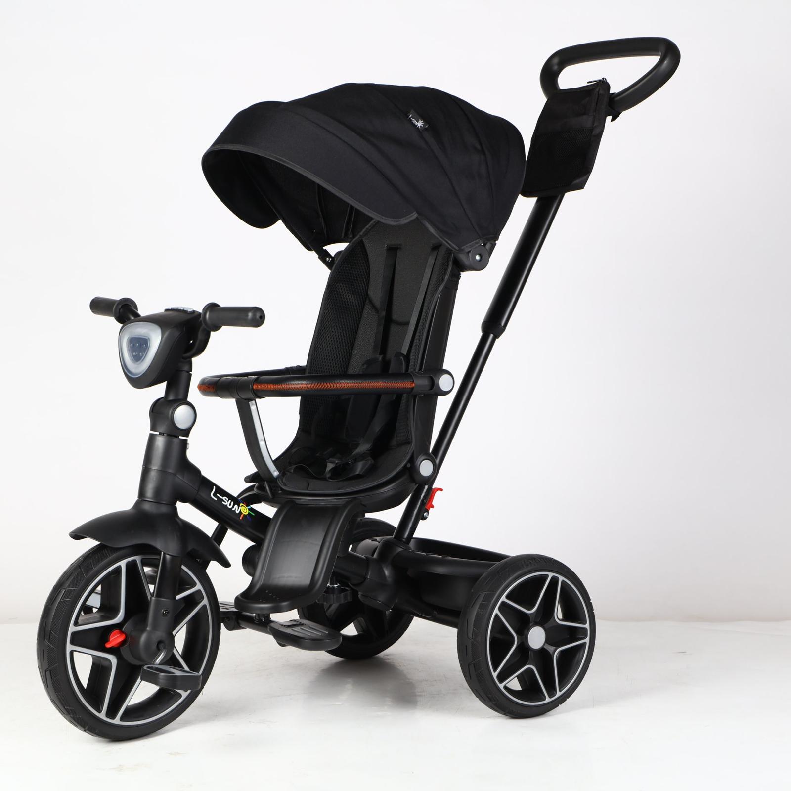 Tricicleta reversibila SL05 Negru ,pozitie somn si scaun rotativ,lumini si