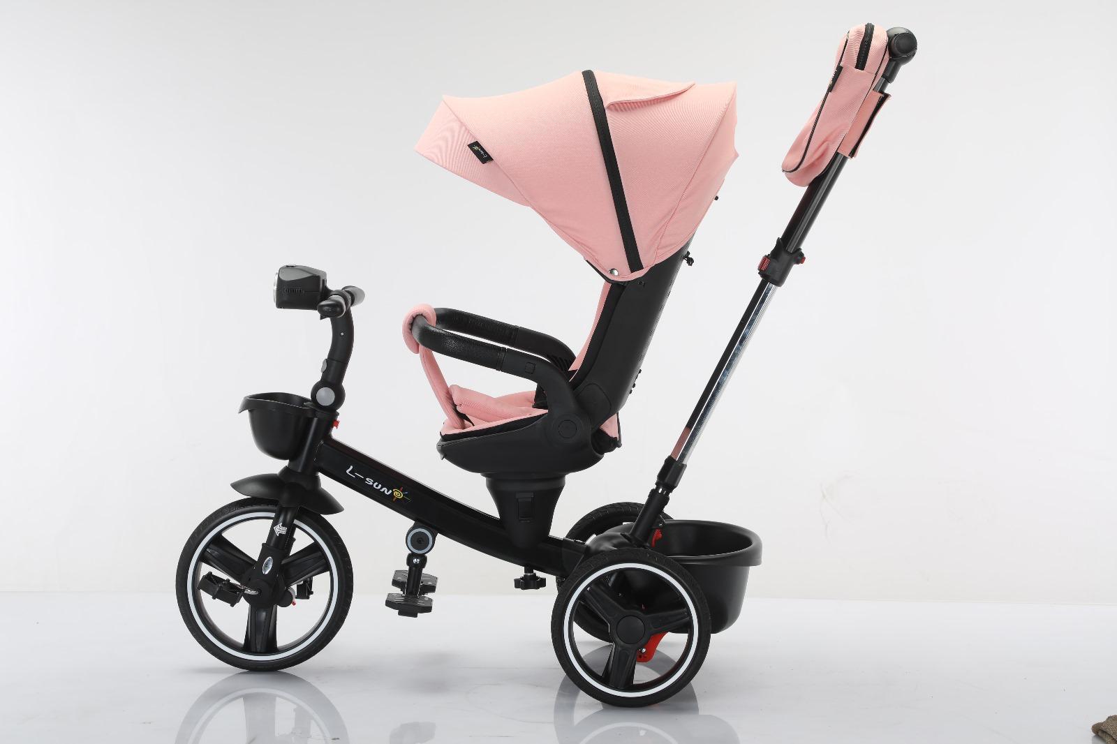 Tricicleta evolutiva SL06 Roz, pozitie de somn,scaun rotativ, lumini si muzica