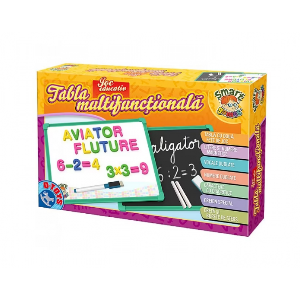Joc educativ Tablita multifunctionala Alfabet si numere magnetice, D-Toys