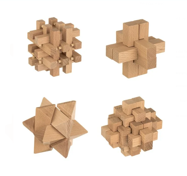 Puzzle Logic din Lemn 4 Forme 3D - 54 de piese