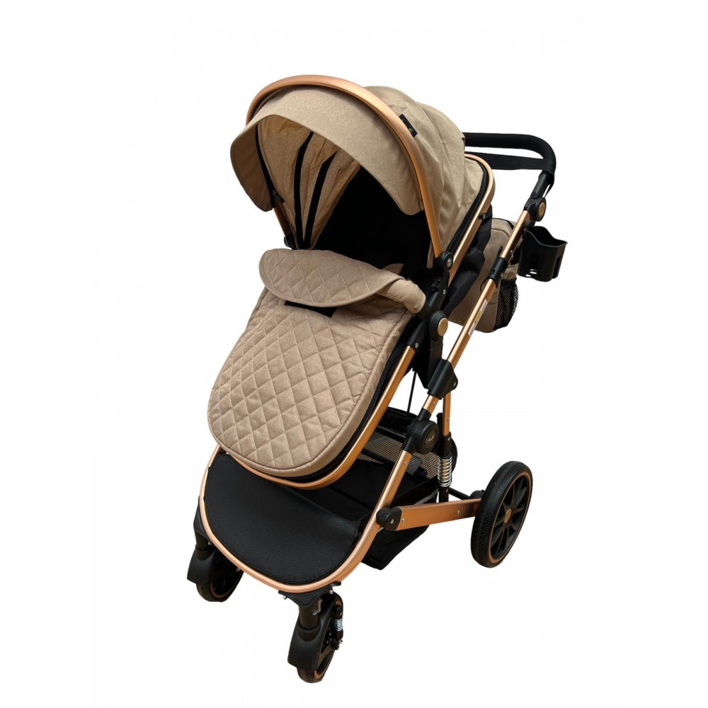 Carucior 2 in 1, cu suspensii, reversibil, cu geanta, T1 Bej