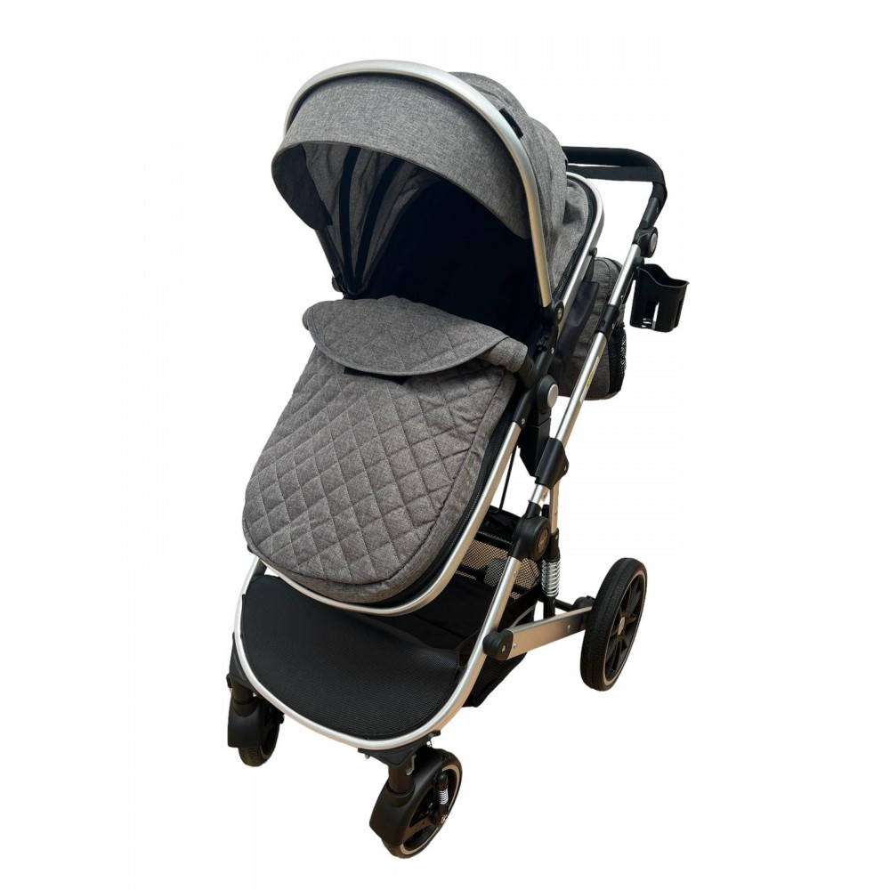 Carucior 2 in 1, cu suspensii, reversibil, cu geanta, T1 Gri