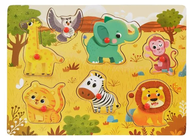 Puzzle din Lemn Animale Ferma (7 piese) - 30x22cm