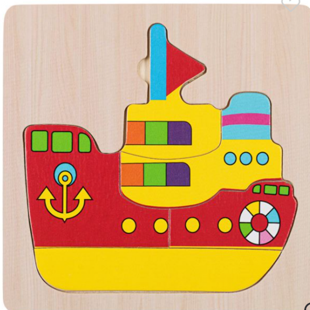 Puzzle din Lemn Corabie (5 piese) 15x15cm