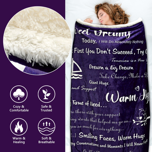 Warm Hugs Gift Throw Blanket Set - Dream Courage Energy Strength Love Hope  | WA Books N More