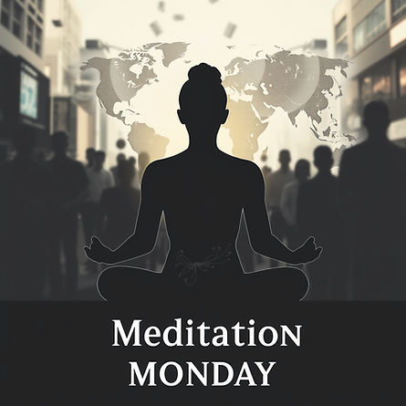 siloette of person that could be any gender sitting in meditation with the world being bus