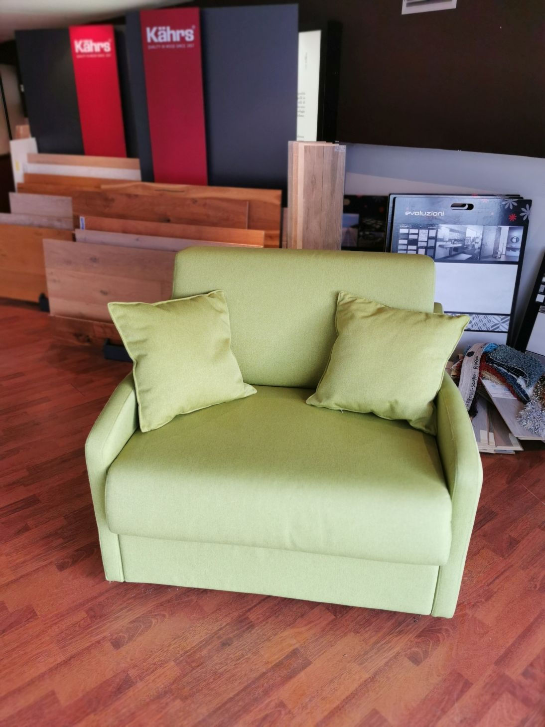 TI14 Poltrona trasformabile con materasso da 18 sfoderabile verde