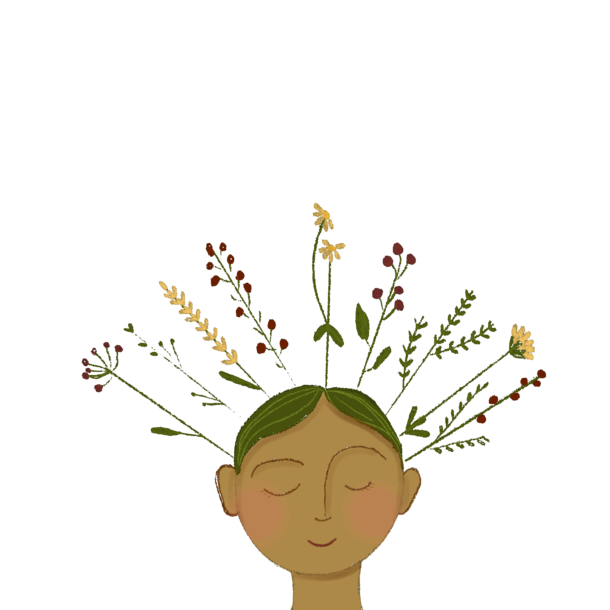 Gif of person with flowers growing out of her head
