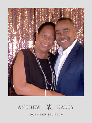 Wedding couple at a photo booth.