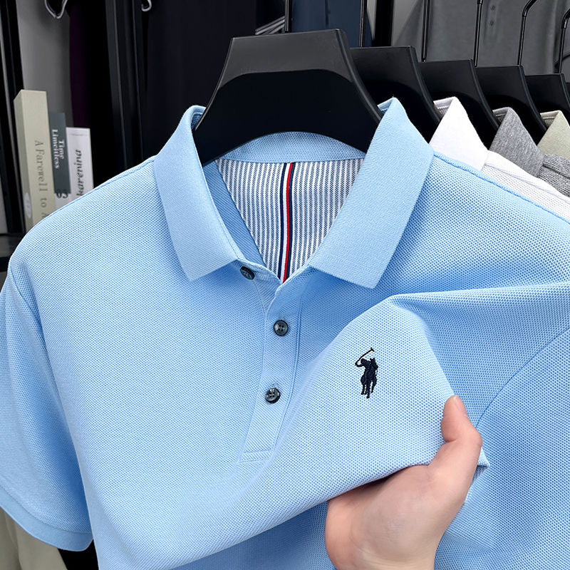 Camisa Polo Masculina 100% Algodão – Bordado de Cavalo, Estilo Casual e Elega