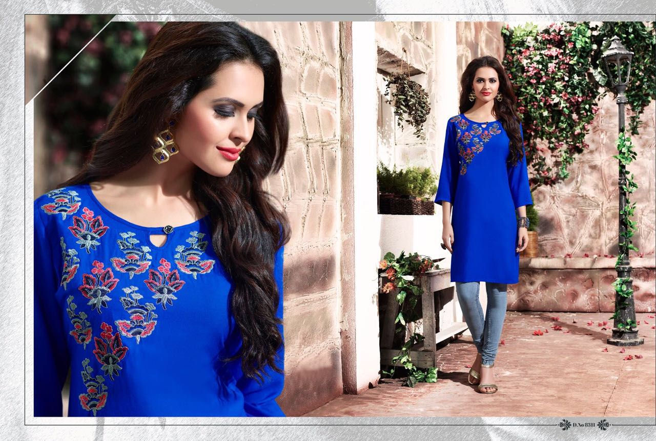 Rayon Silk Embroidered Kurti