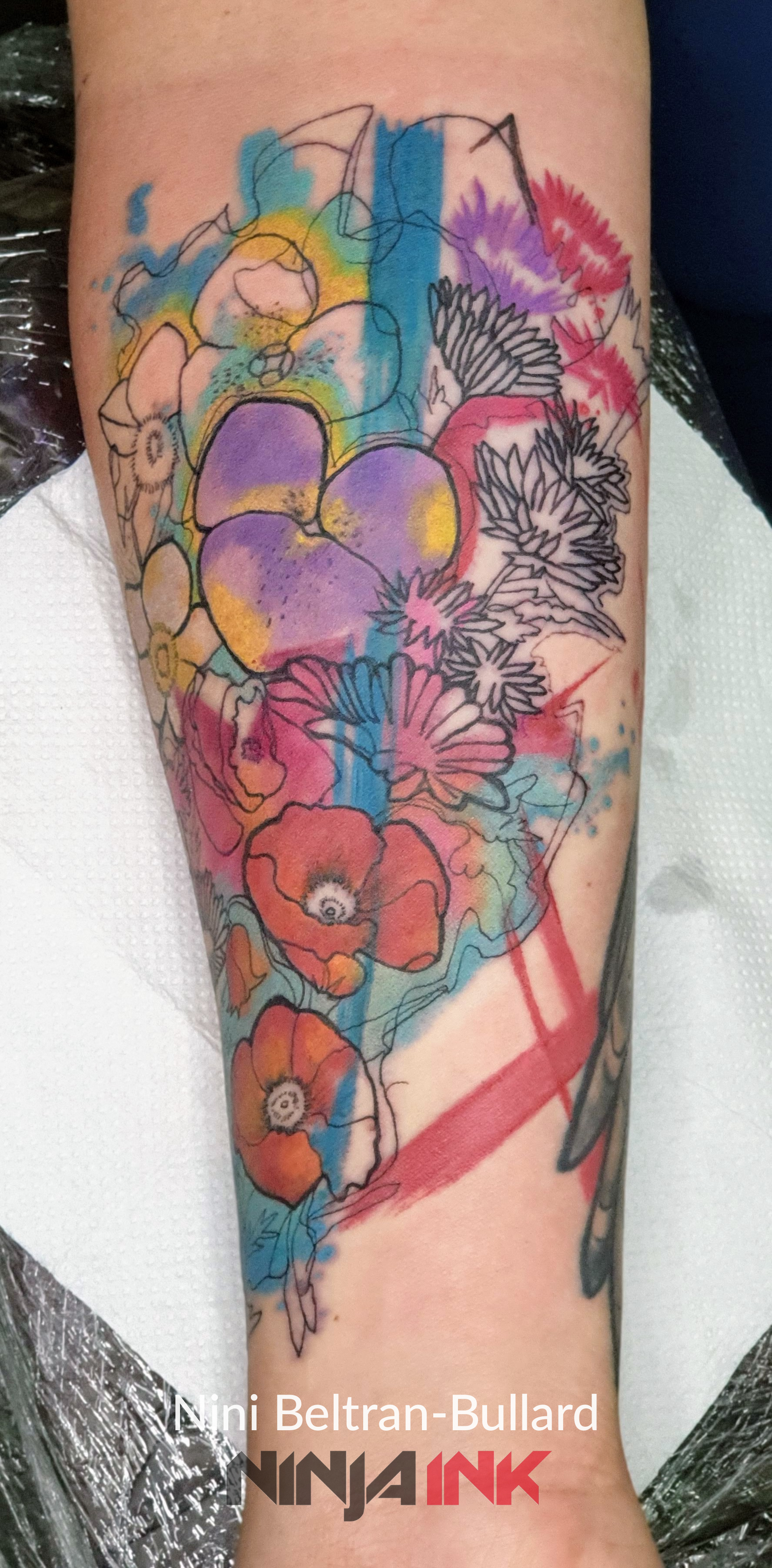 Watercolor Flowers tattoo