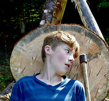 Boy posing in front of a target