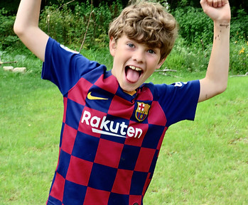 A joyous camper celebrating
