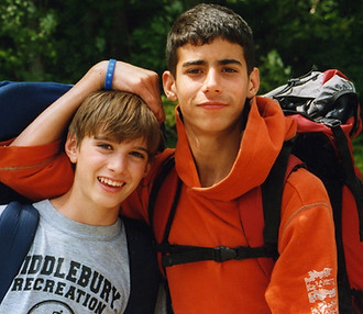 Two boys on a hike