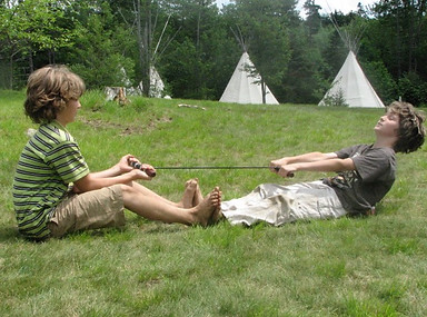 Two boys playing an Indian game