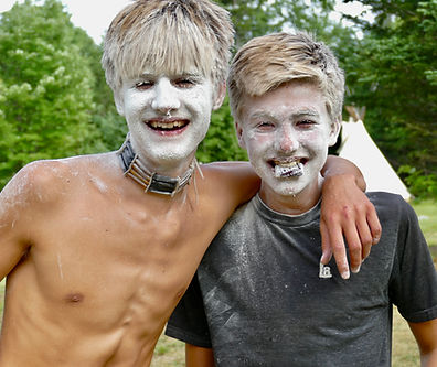 Flour covered faces after a game
