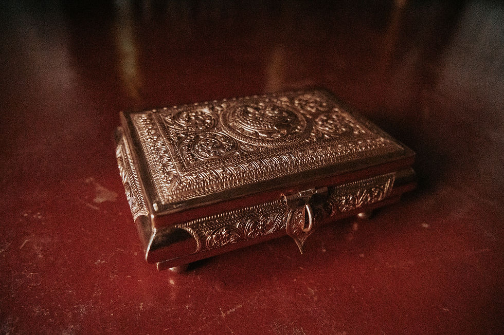 Miniature : Boîte à bijoux en laiton Paon