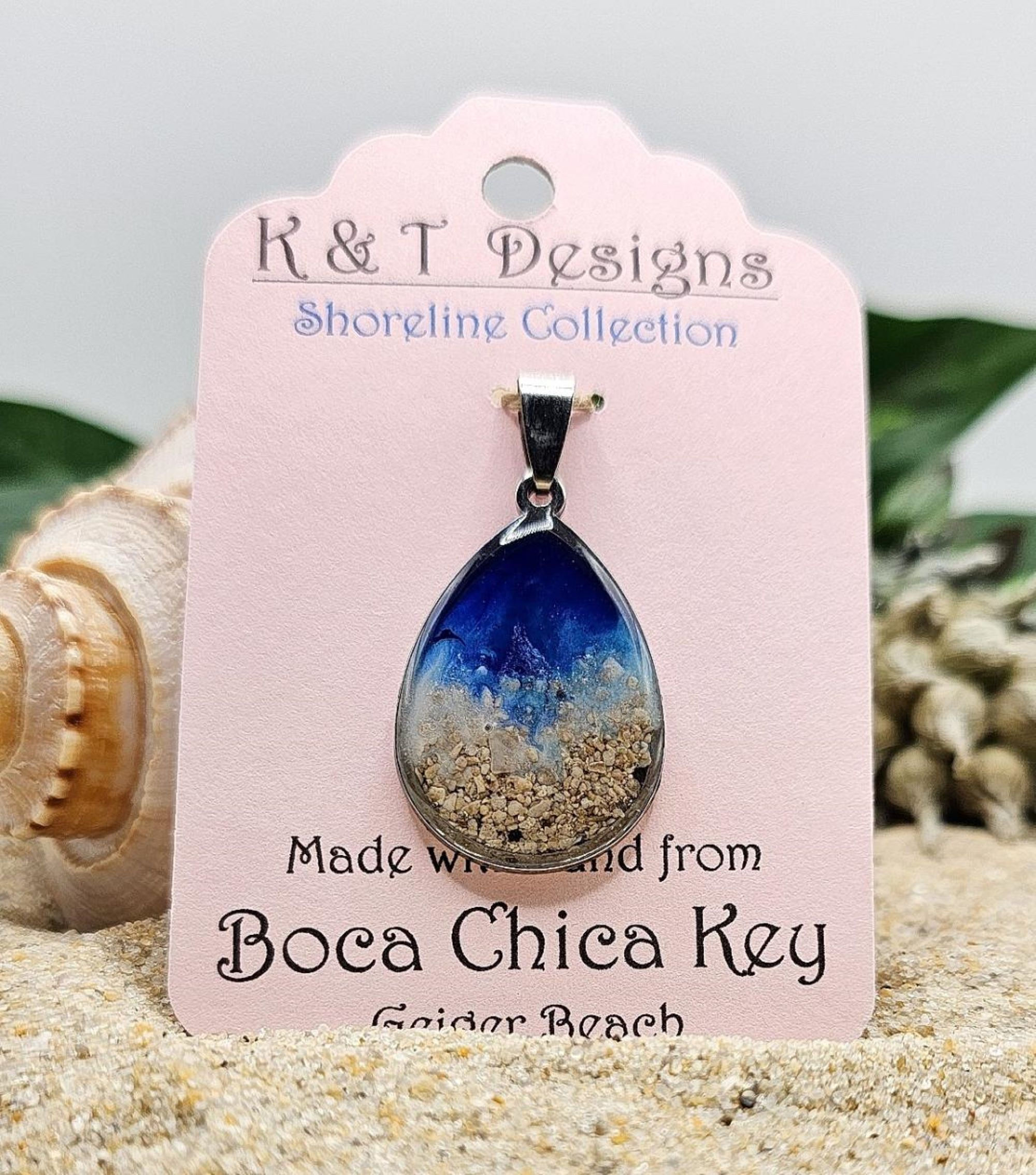 Boca Chica Shoreline Teardrop Pendant / Necklace Jewelry