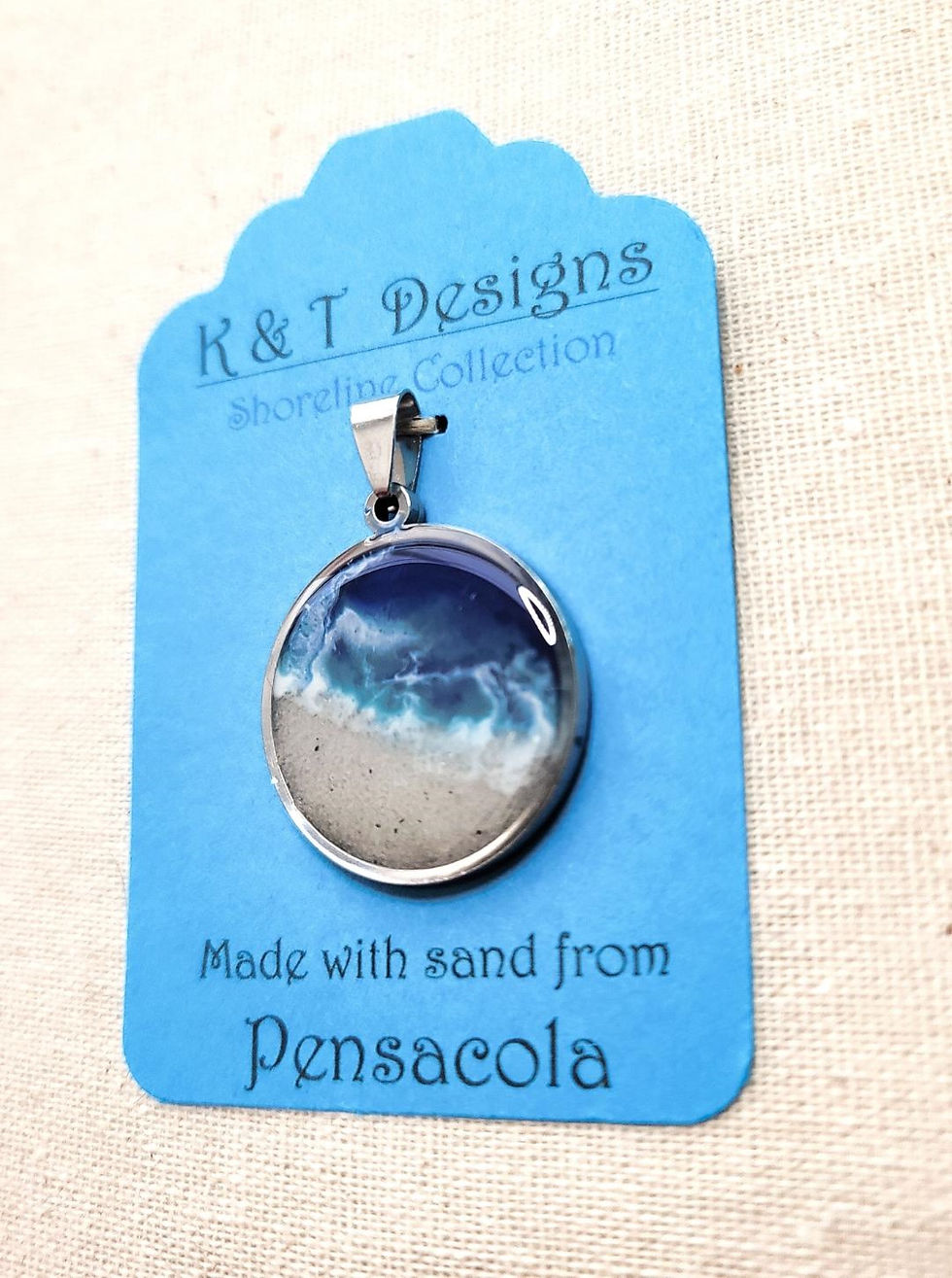 Thumbnail: Pensacola Beach Sand Shoreline Large Circle Pendant / Necklace