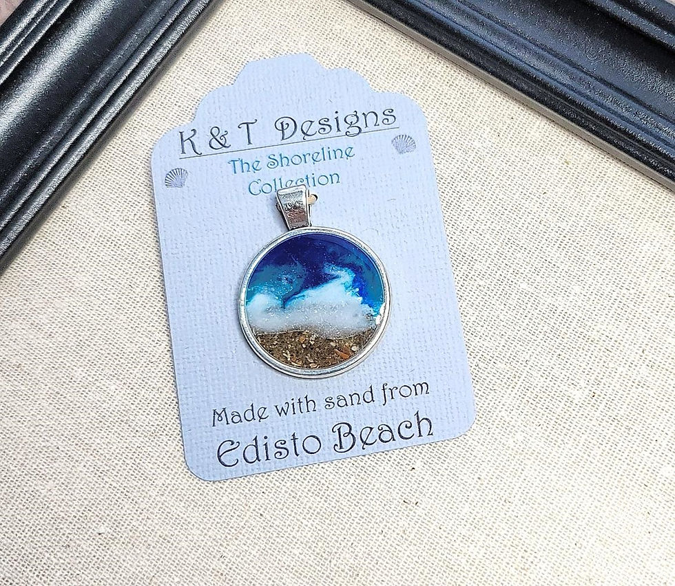 Thumbnail: Edisto Beach Sand Shoreline Circle Pendant / Necklace