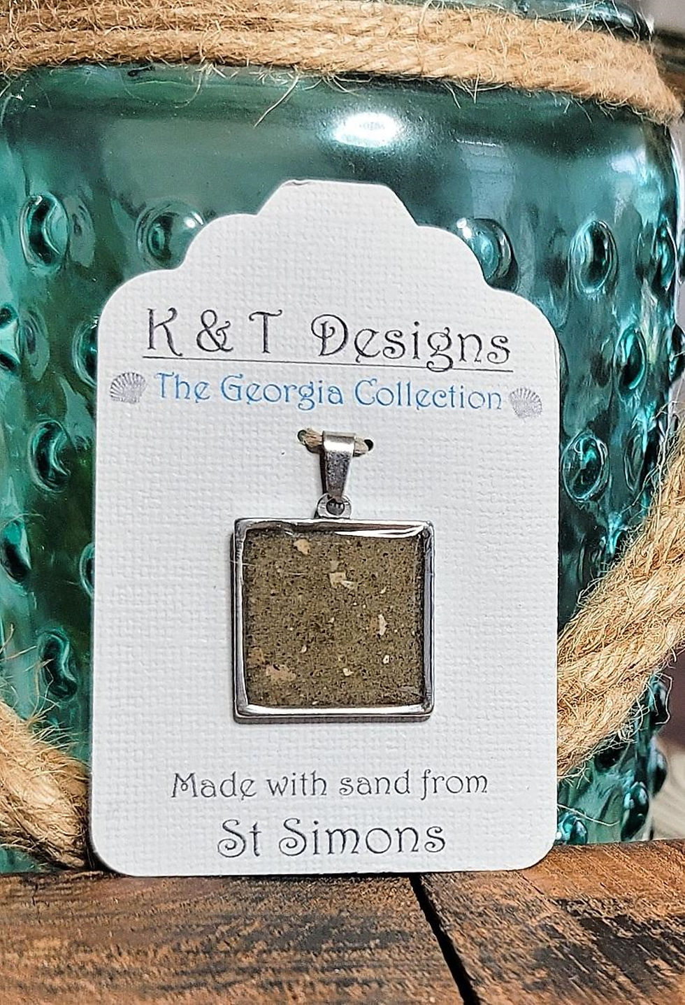 Thumbnail: St Simons Beach Sand Square Pendant / Necklace
