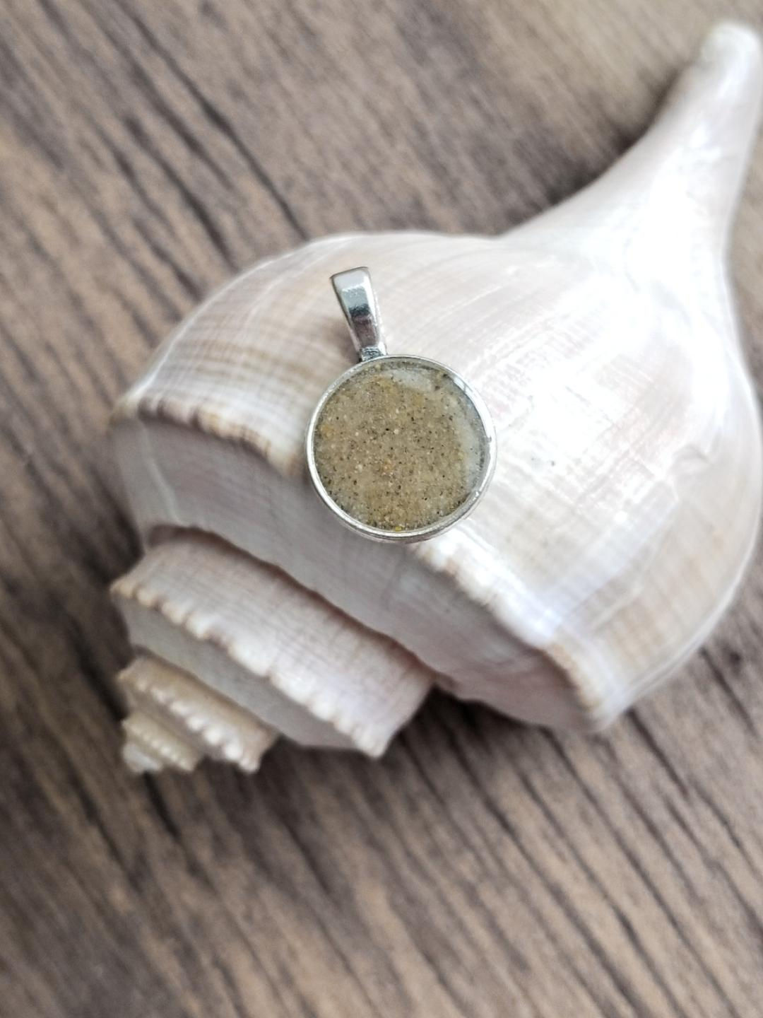 Virginia Beach Sand Small Round Pendant Necklace