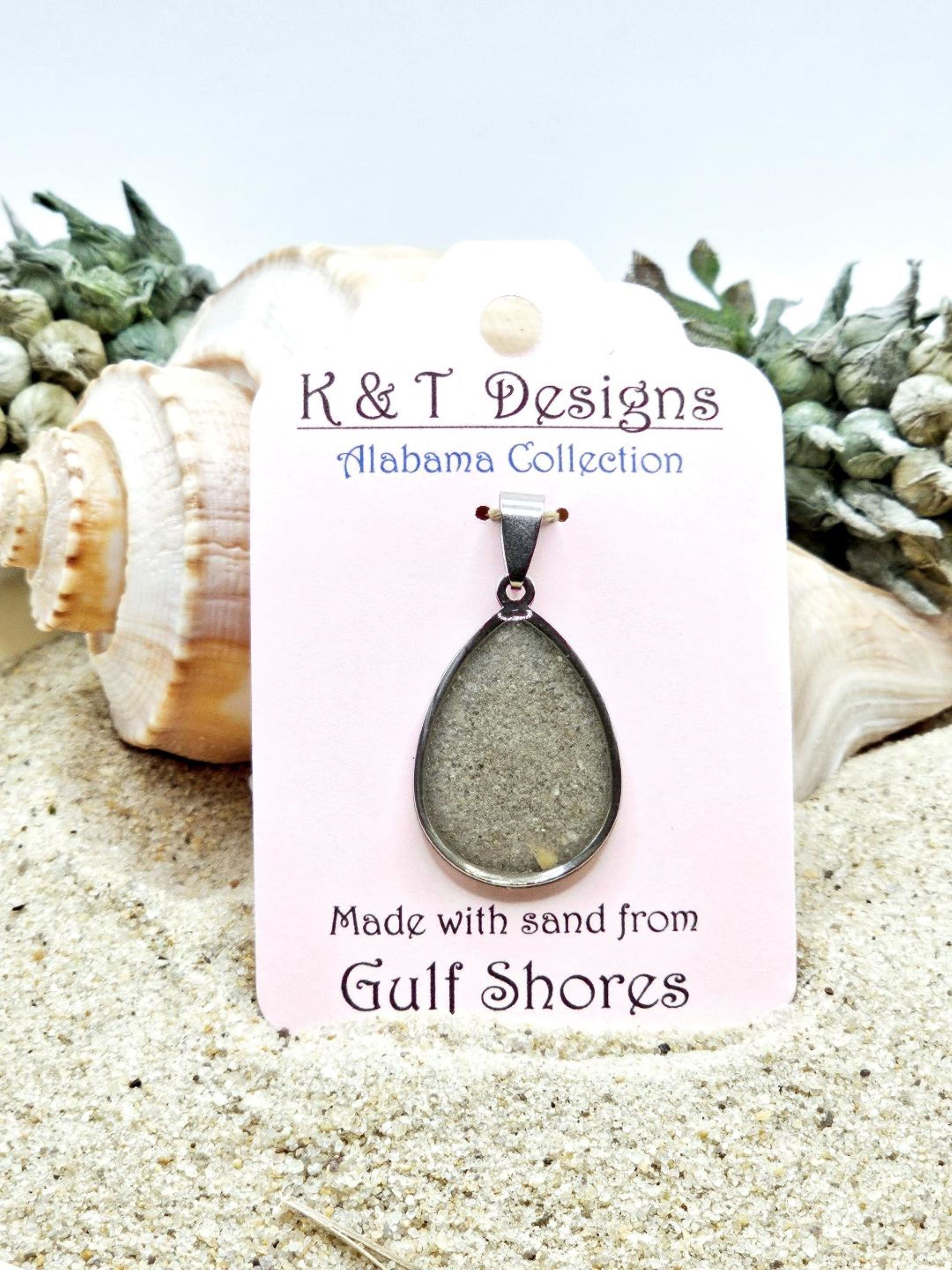 Gulf Shores Teardrop Beach Sand Pendant / Necklace