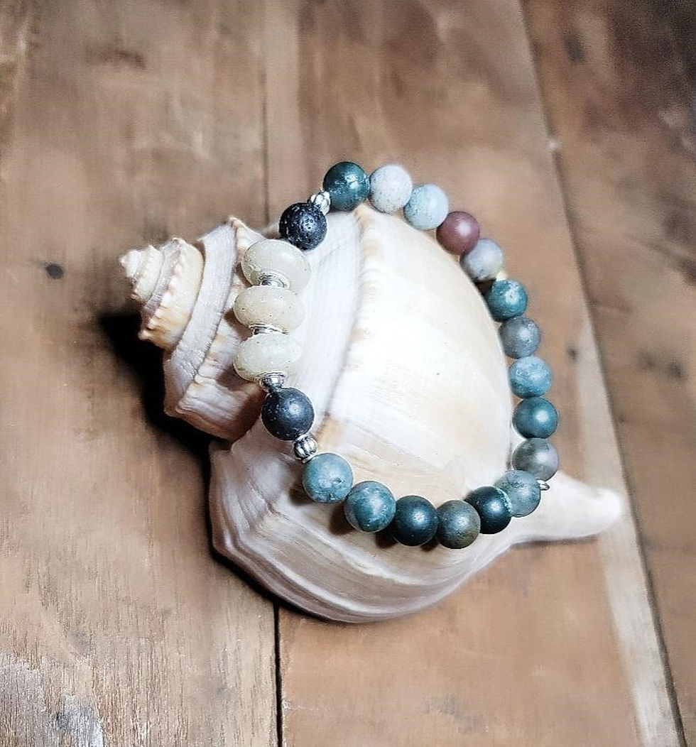 Thumbnail: Fort Myers Beach Sand Bracelet with Indian Agate Gemstone Beads