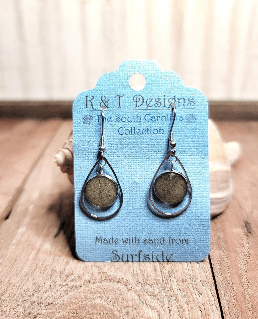 Surfside Beach Sand Teardrop Dangle Earrings