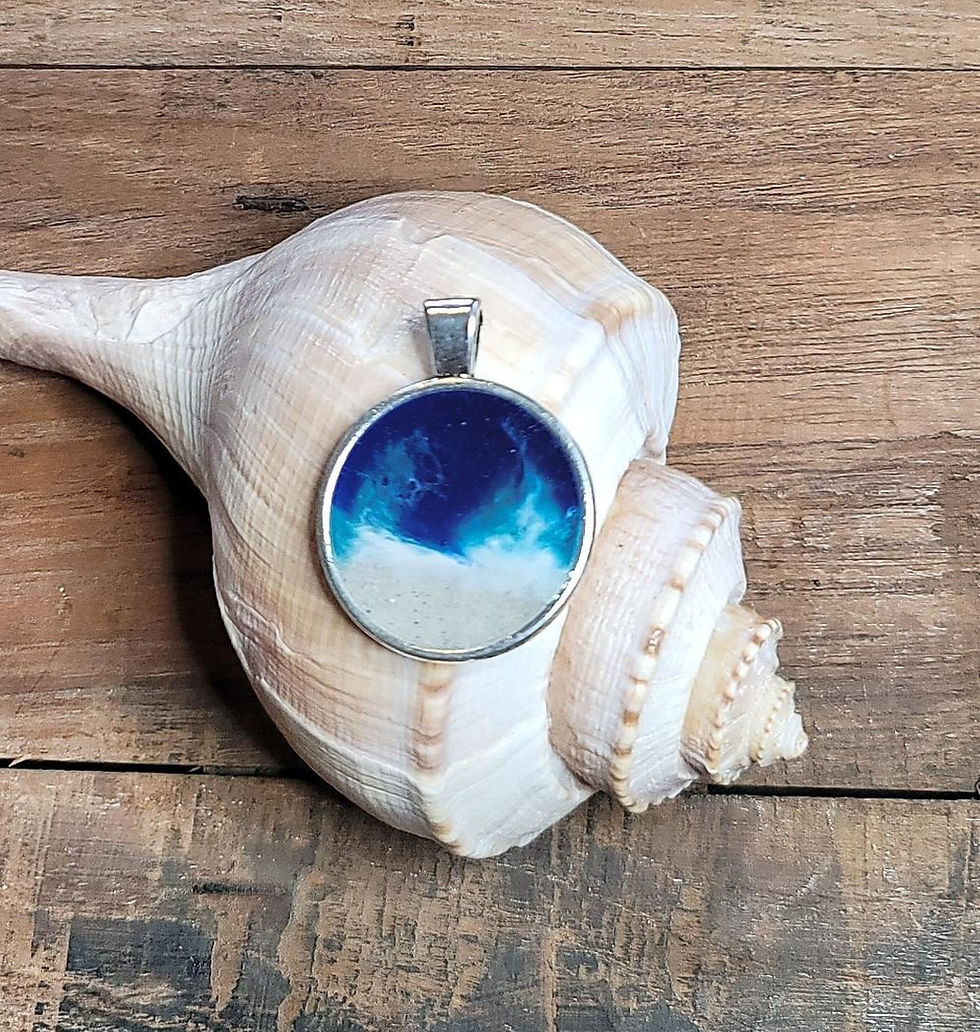 Thumbnail: Destin Beach Sand Shoreline Circle Pendant / Necklace