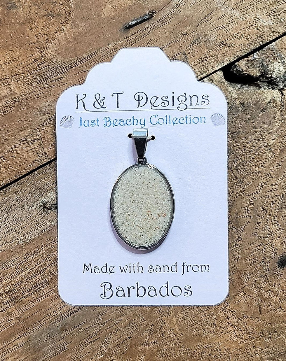 Thumbnail: Barbados Beach Sand Oval Pendant / Necklace