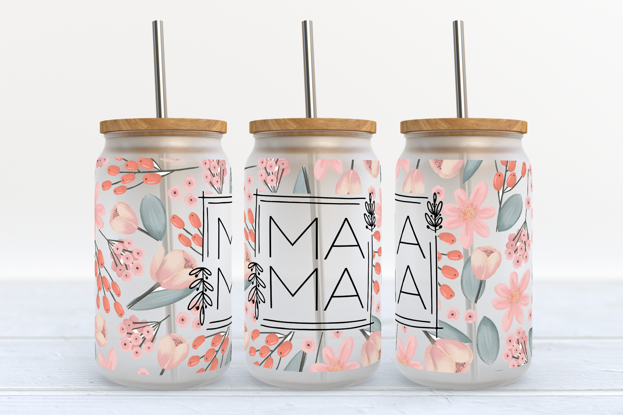 Floral MAMA Libby Sublimation Wrap- 16oz